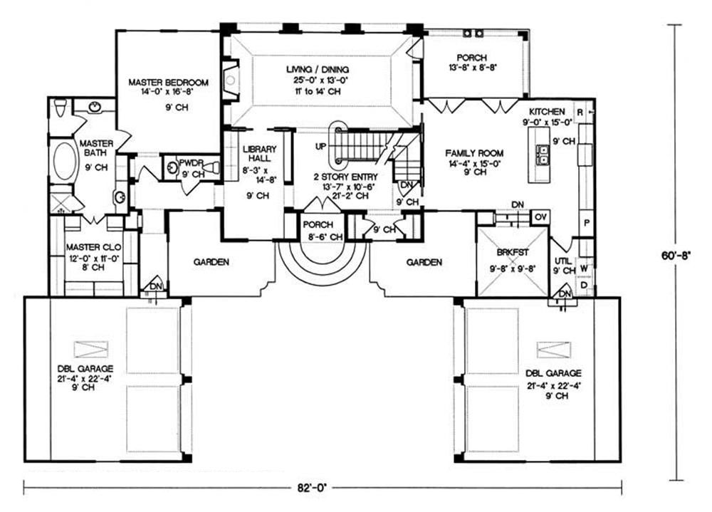 Floor Plan First Story of Colonial Plan #120-2042